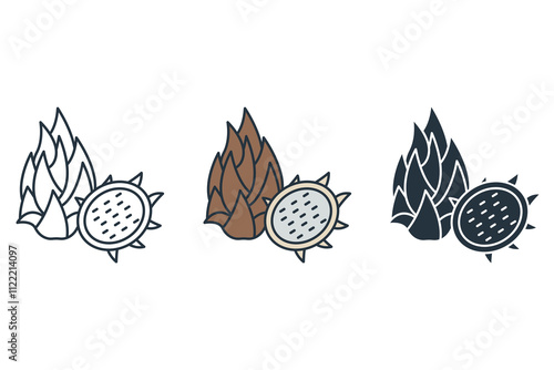 dragon fruit icons symbol vector elements for infographic web