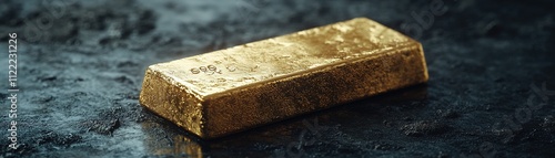 Showcasing a gold bar on a textured surface close-up shot luxurious environment wealth concept photo