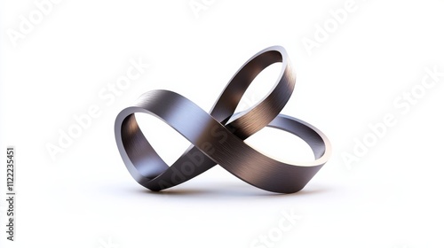 Iron art centerpiece, twisted metallic loops, isolated on white background, no shadow, modern artistic decoration, 3D illustration