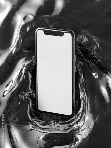 Smartphone Floating in Futuristic Background 