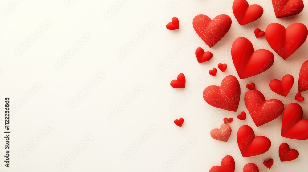 Expressions of Love With Playful Red Hearts on a Soft Cream Background Expressions of Love With Playful Red Hearts on a Soft Cream Background