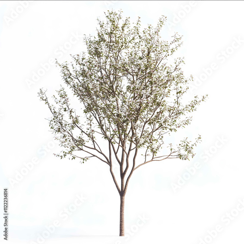 a photorealistic mature multistemmed Amelanchier canadensis sheet turnaround white background