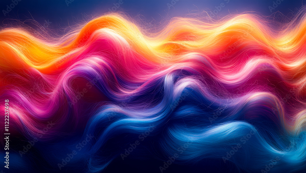 Obraz premium Colorful waves of abstract art in vibrant hues. Bright, flowing colors blend seamlessly, creating an abstract representation of waves in a captivating design.