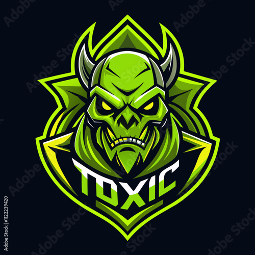Unique toxic mutant esports logo with vibrant green tones and fierce character design