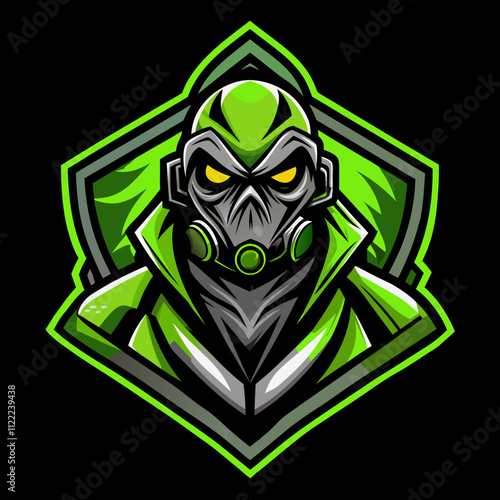 Toxic mutant esports logo featuring a fierce character with bold colors and a striking design