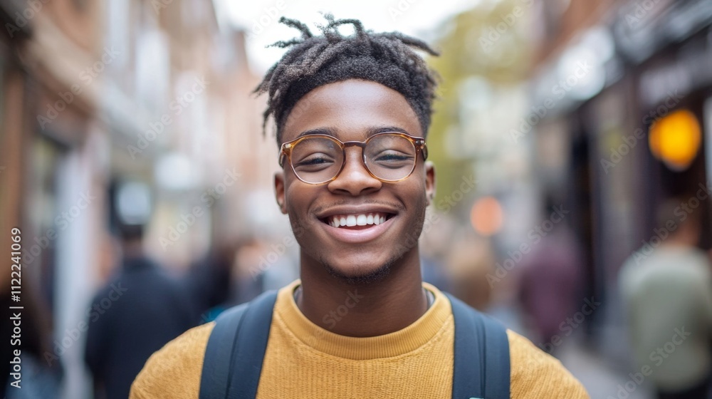 Fototapeta premium Smiling Young Man in City Street