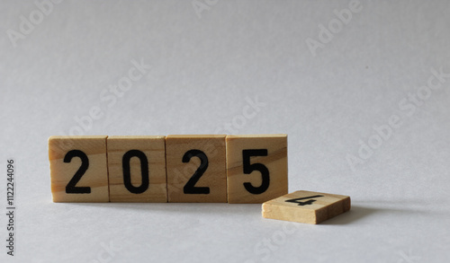 turn of the year 2024 2025 wooden blocks
