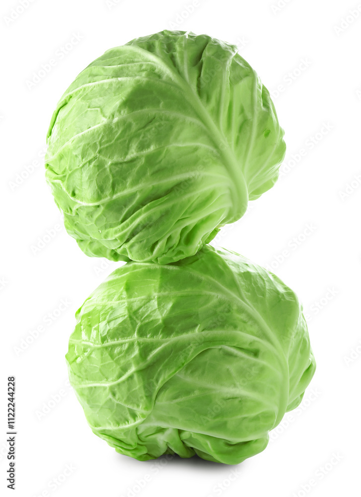 Two whole heads of cabbage isolated on white Two whole heads of cabbage isolated on white