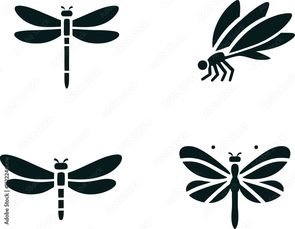 Obraz premium et featuring a flying dragonfly silhouette