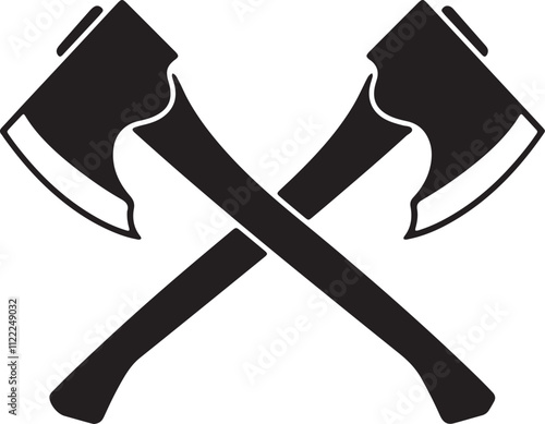 The illustration of two crossed axes icon in silhouette