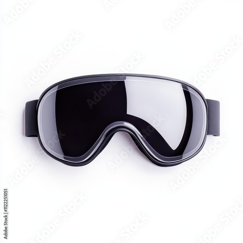 a sports goggle clipart, safety gear, sleek design, black and gray, isolated on white background photo