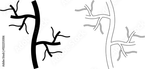 outline silhouette human artery icon set