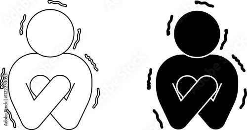 Shivering also called shuddering icon set