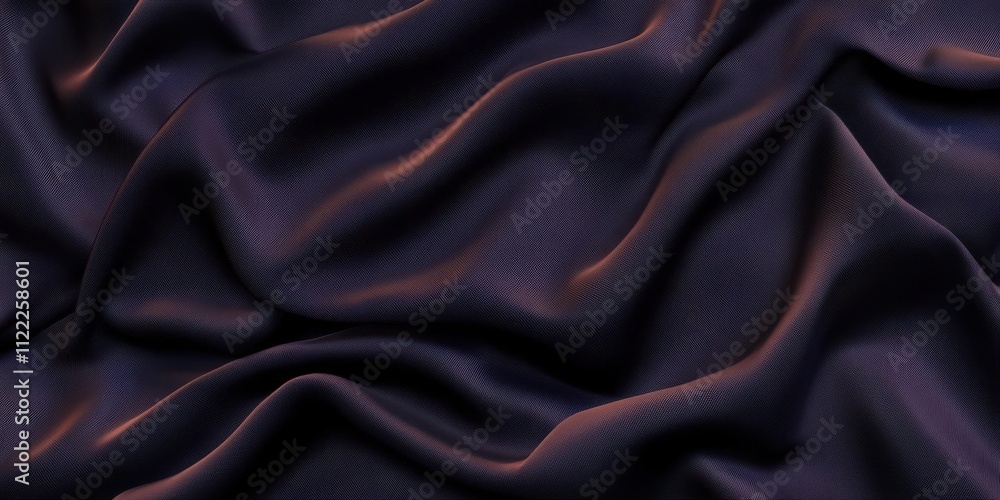 Obraz premium A close-up view of dark, flowing silk fabric showcasing smooth textures and gentle waves.