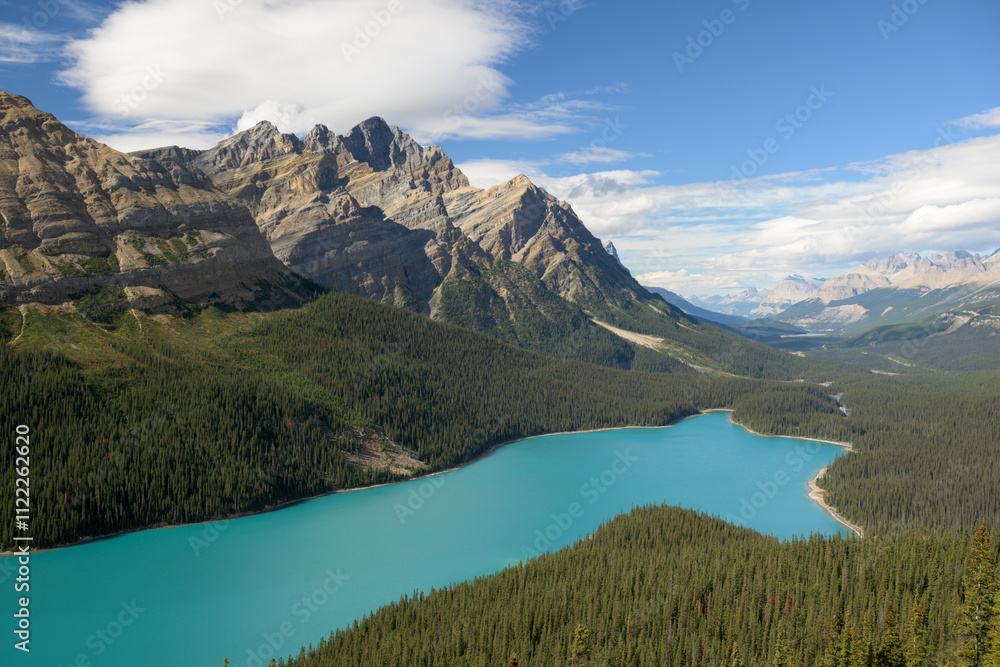 Φωτογραφία Turquoise glacier fed water of Peyto Lake in Canadian Rockies at Banff National