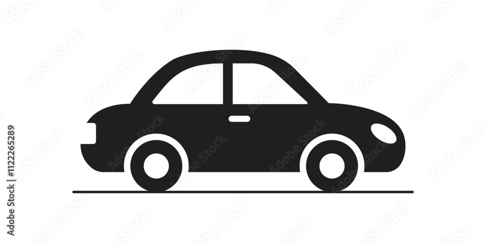 Fototapeta premium Vector Car Icon Silhouette Isolated On White