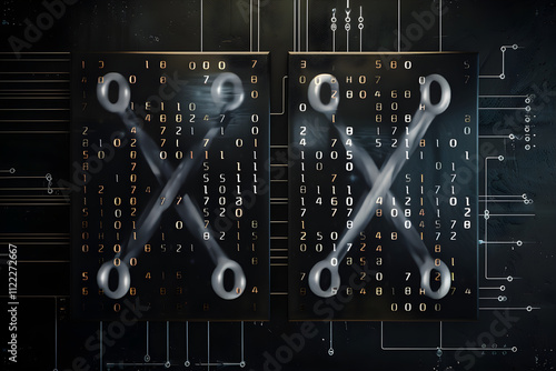 Binary Logic: Visual Explanation of XNOR Operation between Two Logical Inputs photo