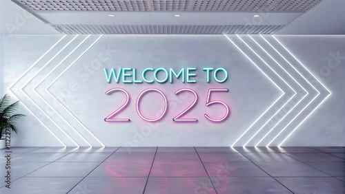 Obraz na płótnie Welcome to 2025 text, happy new 2025 year background, web template, poster w salonie