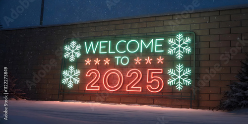 Obraz na płótnie Welcome to 2025 text, happy new 2025 year background, web template, poster w salonie