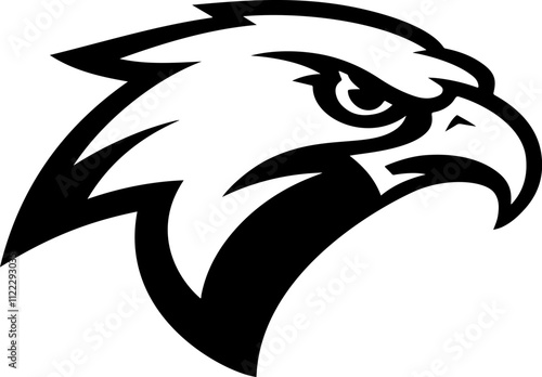 Eagle head. Sport team or club mascot.  Design element for logo, label, emblem, sign. Vector illustration.