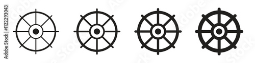 Vector Wheel Thin Line Icon. Skipper Icons