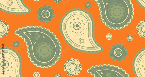 Growth elegance to silk seamless. Traditional bohemian by botany seamless pattern. Meditating pattern at art buta.