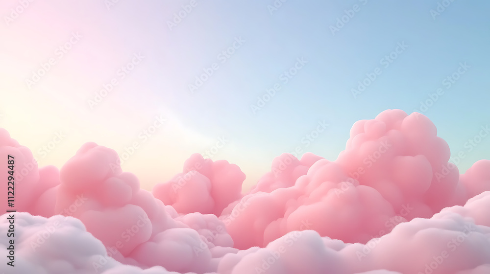 Fototapeta premium Pink Fluffy Cloudscape: A Dreamy Sky