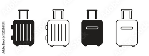 Vector Simple Suitcase Icon Set. Baggage Icon Set
