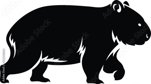 Simple Silhouette of Wombat Walking