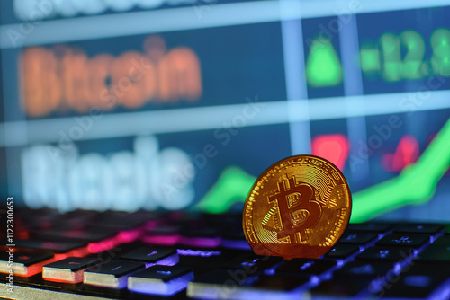 bitcoin, coin, cryptocurrency, gold coin, golden bitcoin, crypt, background, screen, graphics, money, keyboard, different colors