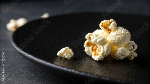 Wallpaper Mural Minimalist close-up of a perfectly popped popcorn kernel on a black plate perfect for food styling and modern snack branding
 Torontodigital.ca