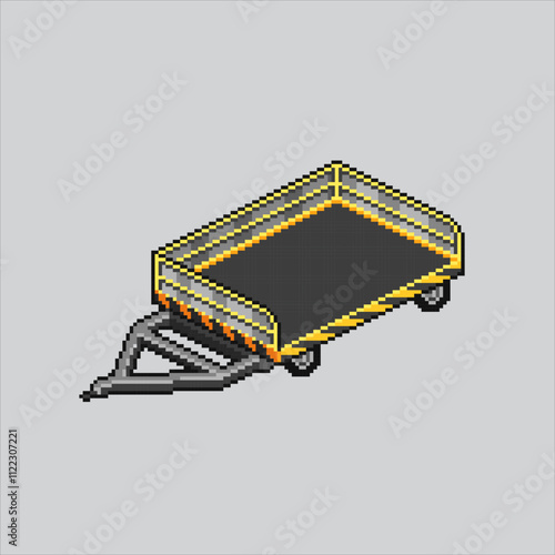 Pixel art illustration Baggage Trailer. Pixelated Airport Trailer. Baggage Airport Trailer icon pixelated for the pixel art game and icon for website and video game. old school retro.