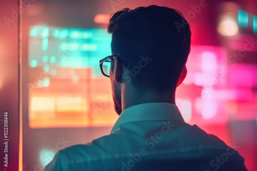  Businessman Observing Data for Futuristic Marketing Stra   photo