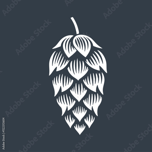 Hop. Vintage wood block print style vector illiustration.