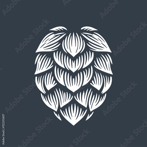 Hops Icon. Vintage wood block print style vector illiustration.