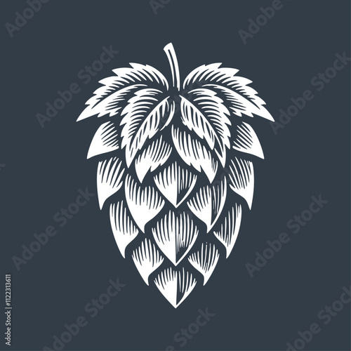 Hops Icon. Vintage woodcut engraving style vector illustration.