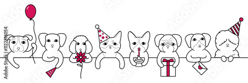 Cute dogs celebration banner for birthday and christmas