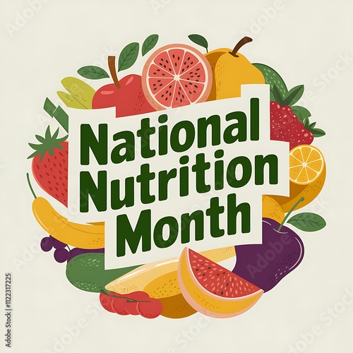 National Nutrition Month Colorful Fruit Celebration photo