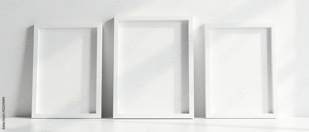 Realistic White Picture Frame Templates Set - 3D Render Realistic White Picture Frame Templates Set - 3D Render