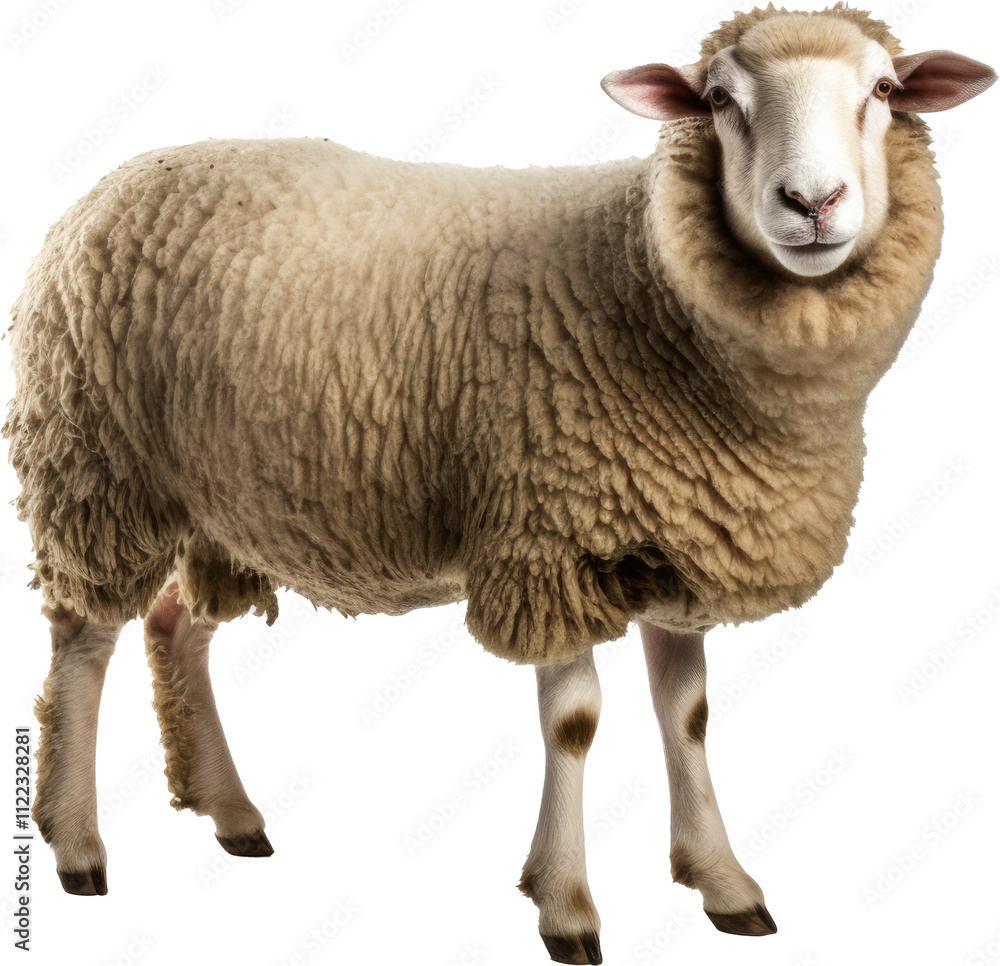 Fototapeta premium Sheep transparent PNG, isolated, cut-out