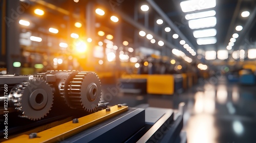 Industrial gears and machinery in a factory. photo