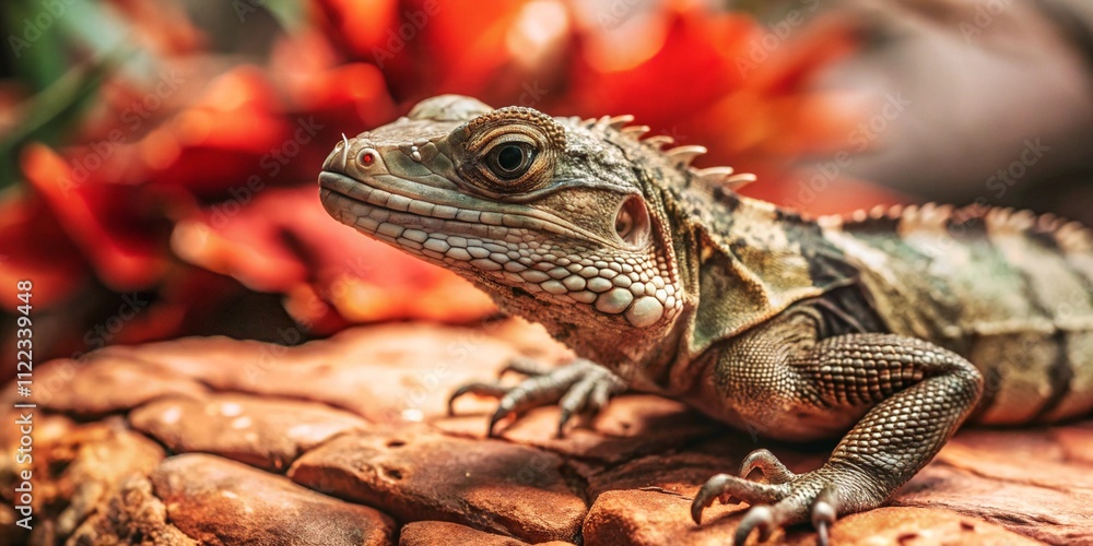 Fototapeta premium A macro shallow focus shot of a face of a common lizard