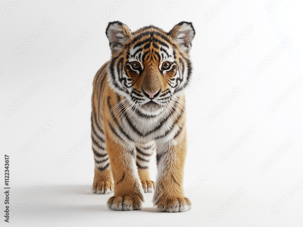 Obraz premium full body tiger cub, tiger cub on white background