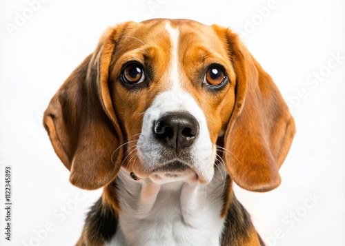 Charming Beagle Dog Isolated on White Background for Pet Lovers, Animal Enthusiasts, and Stock Photo Collections Featuring Adorable Canine Portraits