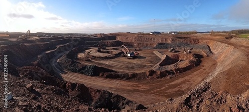Aerial View of a Large Quarry During Daytime Excavation