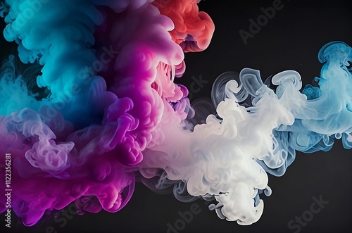 abstract smoke on black background, colorful smoke flowing from left to right on a black background