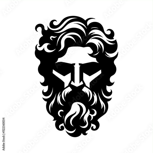 simple modern illustration head of  zeus god logo design	
