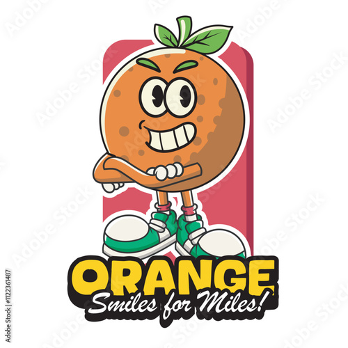 Vector Illustration of Orange Mascot with Retro Mascot Illustration Available for Logo Badge