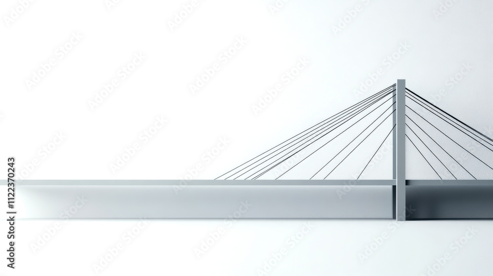 Obraz premium A sleek, modern bridge design with a minimalist aesthetic, featuring cable supports and a streamlined structure against a light background.