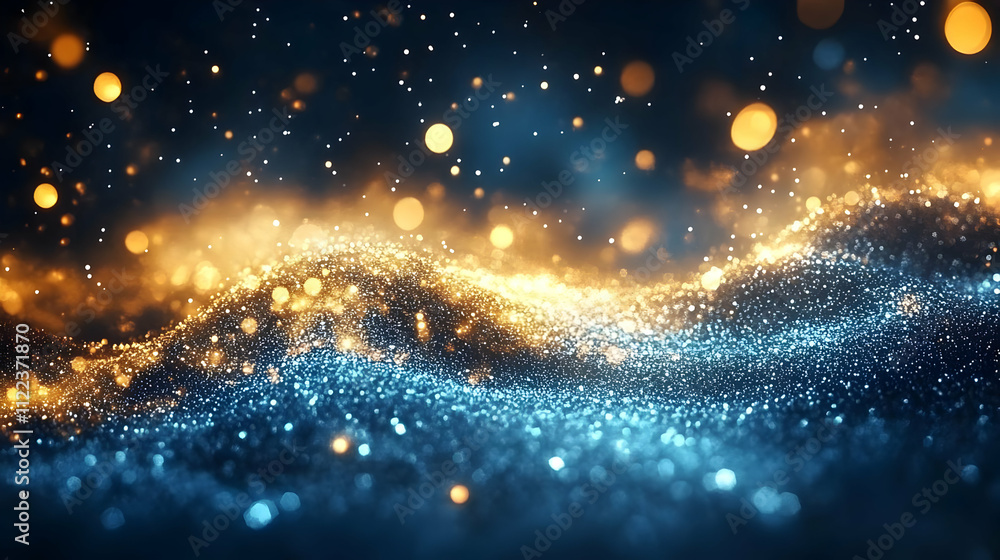 Obraz premium Sparkling Glittering Particles Flow Dynamically, Shimmering Lights Dance Beautifully
